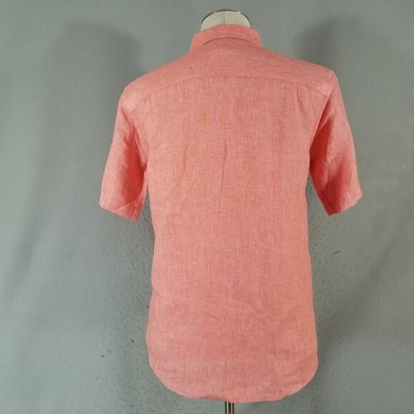 Jos A Bank Shirt Mens Small Red Linen Short Sleeve Button Up Pocket Summer Top - Picture 6 of 11